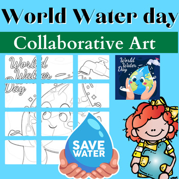 Preview of World Water day Collaborative Poster Coloring Activities, Earth Day Craft