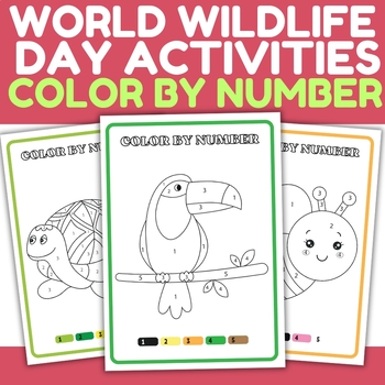 Preview of World Wildlife day activities | coloring by number