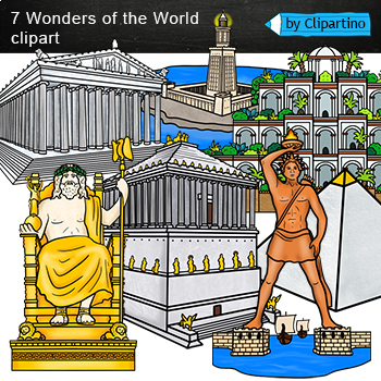 Preview of World Wonders Clip art-Seven Ancient Wonders of the World Clip Art-history