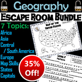 World and US Geography Escape Room Bundle:  States/ Capita
