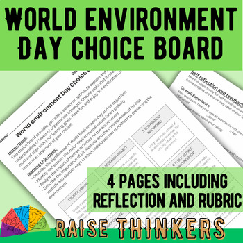 Preview of World environment Day Choice Board Middle School Science differentiated project