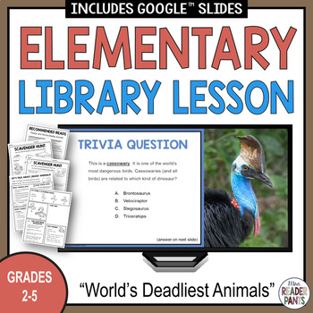 Preview of World's Deadliest Animals Library Lesson - Elementary Library Lesson - Animals
