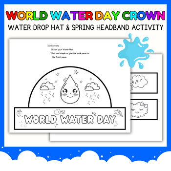 Preview of World water Day Crown Coloring l Spring Headband activity Template l March craft