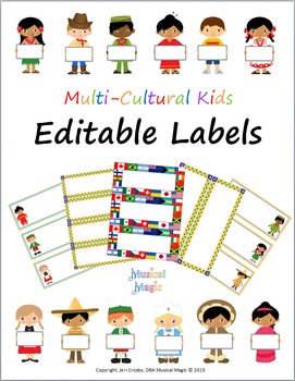 Preview of World-wide Kids - Editable Labels - Multi-cultural Theme