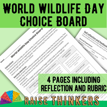 Preview of World wildlife Day Choice Board Middle School Science differentiated project