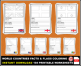 BUNDLE World Countries Facts Activity and Flags Coloring -