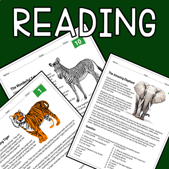 Preview of Animals Around the World 2nd Grade Reading Comprehension Passages, Multi-Choice