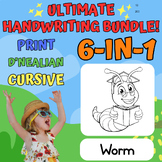 Worm 6in1 Bundle - Print D'Nealian Cursive Handwriting Wor