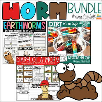 Preview of Worm Activities Bundle Diary of a Worm, Nonfiction Worms, Dirt in a Cup Snack