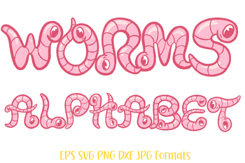 Preview of Worms Snake Illustration Lettering Font Typography Alphabet SVG