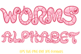 Worms Snake Illustration Lettering Font Typography Alphabet SVG