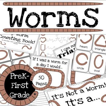 Preview of Worms Unit Activities | Preschool | Kindergarten | First Grade | Shapes | PDF
