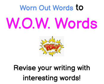 Preview of Worn Out Words to...W.O.W. Words!!!  - revising writing posters for classroom
