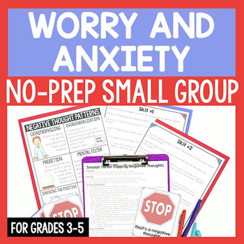 Preview of Worry And Anxiety Activities For Small Group Counseling Lessons - NO PREP