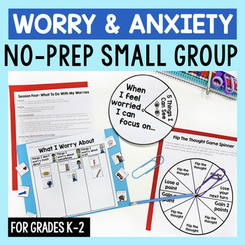 Preview of Worry And Anxiety Small Group Counseling Lessons For Grades K to 2 (NO-PREP)
