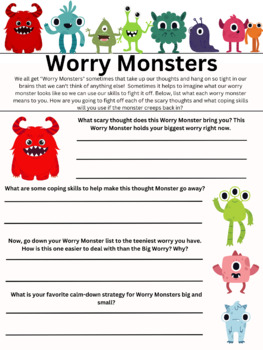 Preview of Worry Monster Worksheet