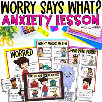 Preview of Worry Says What? Lesson, Worry & Anxiety, Counseling & SEL