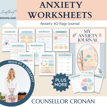 Preview of Worry Workbook, Journal for Anxiety Management, Zones of regulation- No Prep