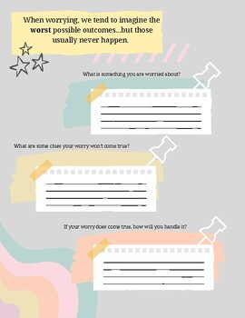 Worst Worries Worksheet: Challenging Negative Thoughts by Panoramic ...