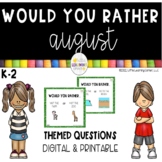 Would You Rather  AUGUST  Questions Printable and Digital