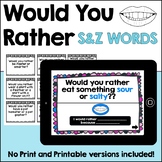 Would You Rather Articulation Conversation Cards: /s/ /z/ 