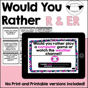 Preview of Would You Rather Articulation: R and ER Cards and NO PRINT