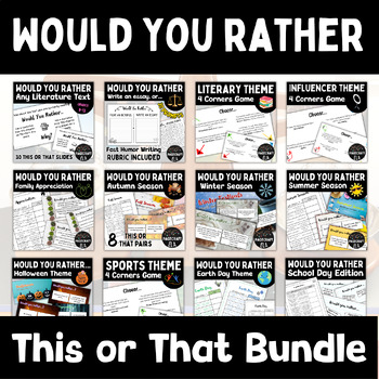 Preview of Would You Rather BUNDLE of Games and Discussion Prompts | This/That Brain Breaks