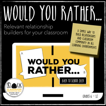 Preview of Would You Rather…Back to School Deck Warm Up Bell Ringer  PDF with Link