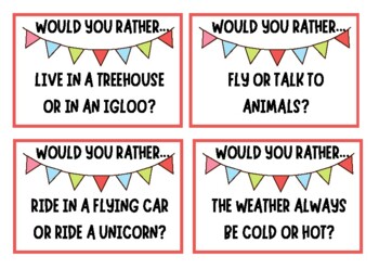 Preview of Would You Rather?  Back to School Getting to know you Activity!