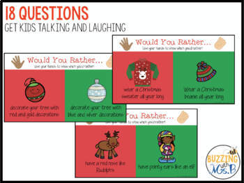 Would You Rather? Christmas themed slides for virtual and distance learning