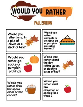 Fall Would You Rather Questions for Everyone
