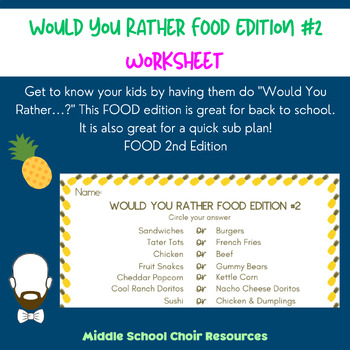 Would You Rather! Food Edition! Pt.2 - Quiz