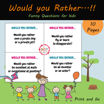 Preview of Would You Rather For Kids - Hilarious, Silly, and Challenging Question