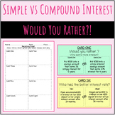 Would You Rather Game Compare Simple and Compound Interest