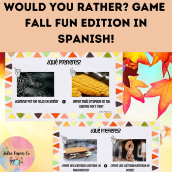 Build Community Spanish Would You Rather Game