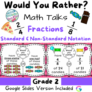 Preview of Would You Rather - Gr. 2 - Fractions, Equal Groups Math Talks - Standard & Non