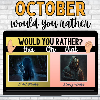 Preview of Would You Rather Halloween & October Game Questions - This or That Powerpoint