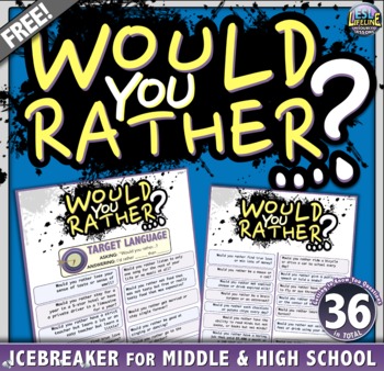 Preview of Would You Rather Questions - First Day of School Activity Icebreaker Handout