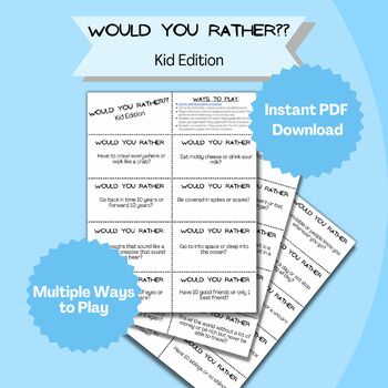 Would You Rather for Kids (Instant Download) 