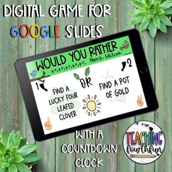 Preview of Would You Rather - March/Spring - Digital Game for Google Meet/Zoom