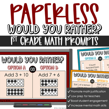 Preview of Would You Rather Math Prompts 1st Grade | Number Talks Number Sense Math Review