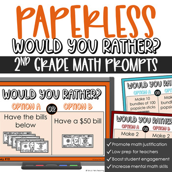 Preview of Would You Rather Math Prompts 2nd Grade | Number Talks Number Sense Math Review