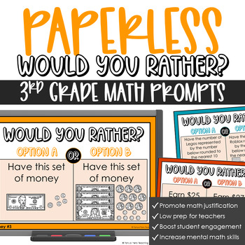 Preview of Would You Rather Math Prompts 3rd Grade | Number Talks Number Sense Math Review