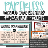 Would You Rather Math Prompts 4th Grade | Number Talks Num