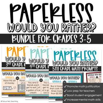 Preview of Would You Rather Math Prompts | Number Talks Number Sense Grades 3-5 BUNDLE