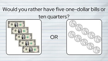 Preview of Would You Rather Math Questions: Deluxe Edition- Coins, Measurement and Math Fun