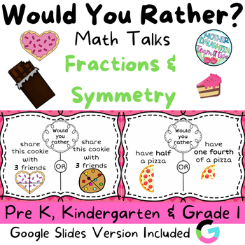 Preview of Would You Rather - Math Talks and Math Centers - Fractions & Symmetry.