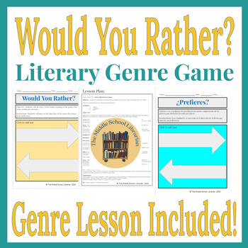 Preview of Would You Rather?  Middle School Library Skills and Literary Genre Game