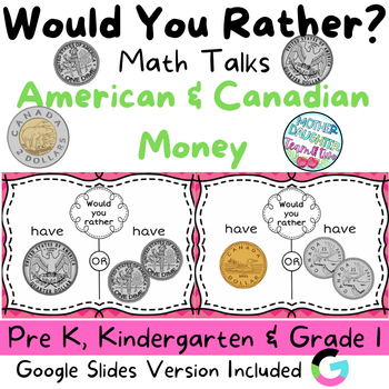 Preview of Would You Rather - Money - Kindergarten & Grade One - Math Talks & Math Centers