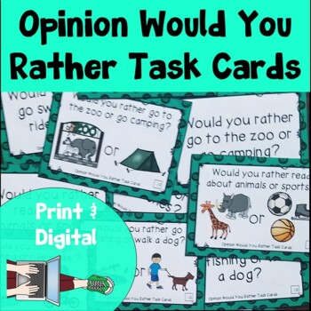 Would You Rather Opinion Task Cards Print and Digital | TpT